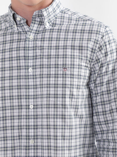 Gant Green Poplin Micro Checked Regular Fit Shirt