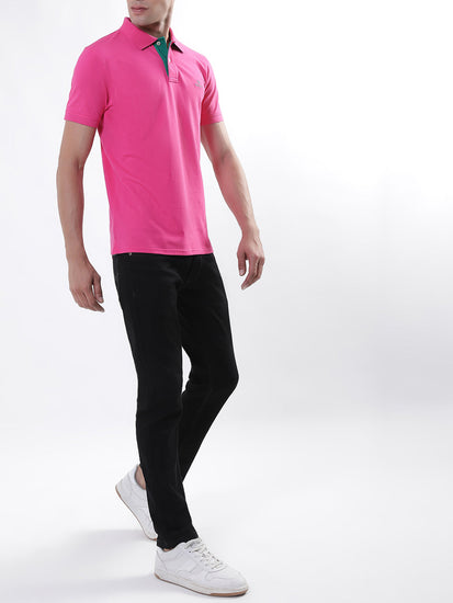 Gant Pink Contrast Pique Slim Fit Polo T-Shirt