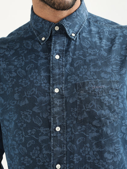 Gant Navy Floral Print Regular Fit Shirt