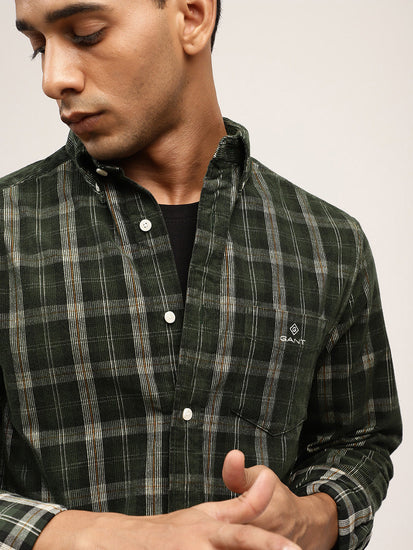 Gant Green Checked Regular Fit Shirt