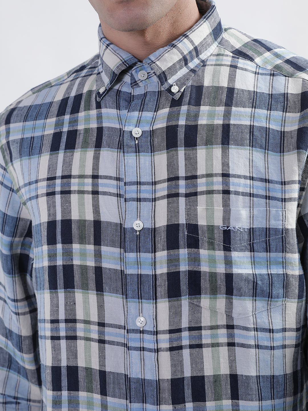 Gant Blue Checked Regular Fit Shirt