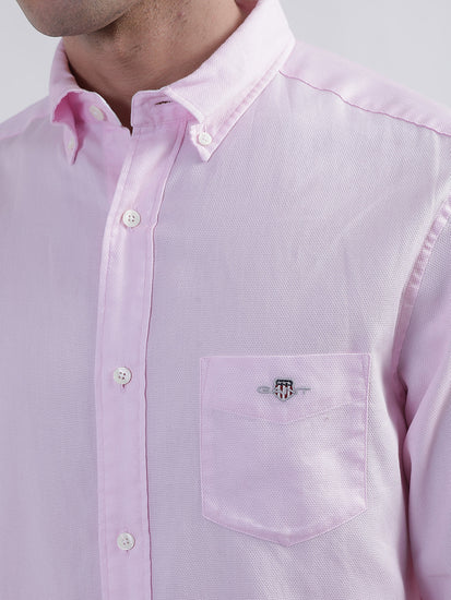 Gant Pink Honeycomb Weave Regular Fit Shirt