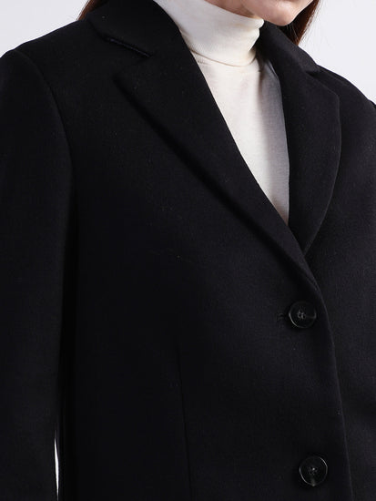 Gant Women Black Solid Collar Overcoat