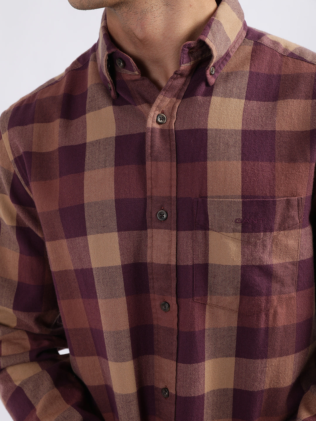 Gant Wine Checked Regular Fit Shirt