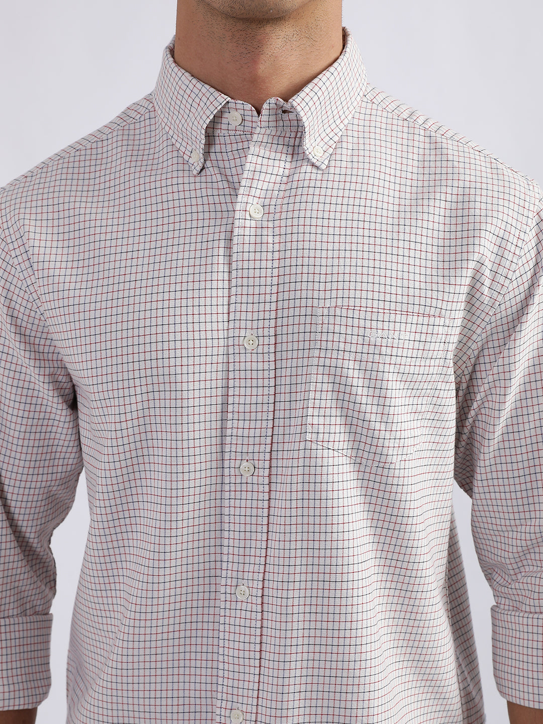 Gant White Checked Regular Fit Shirt