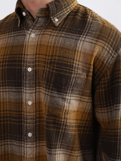 Gant Brown Checked Relaxed Fit Shirt