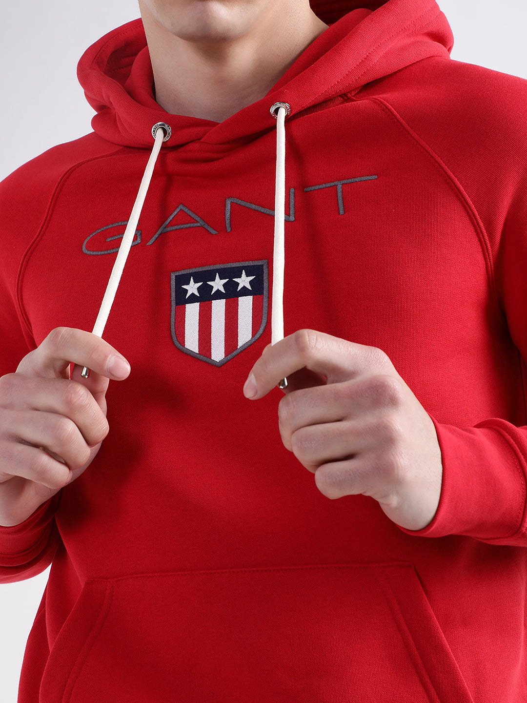 Gant Men Red Solid Hooded Sweatshirt