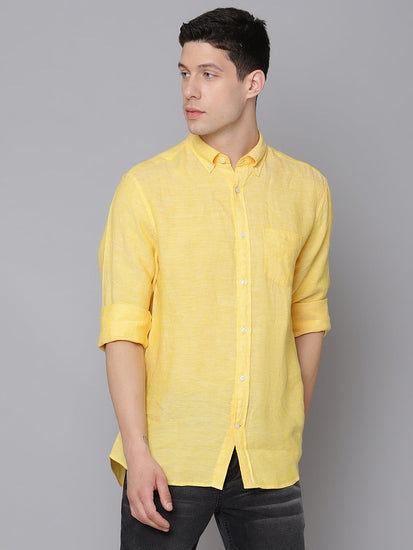 Gant Men Yellow Solid Collar Shirt