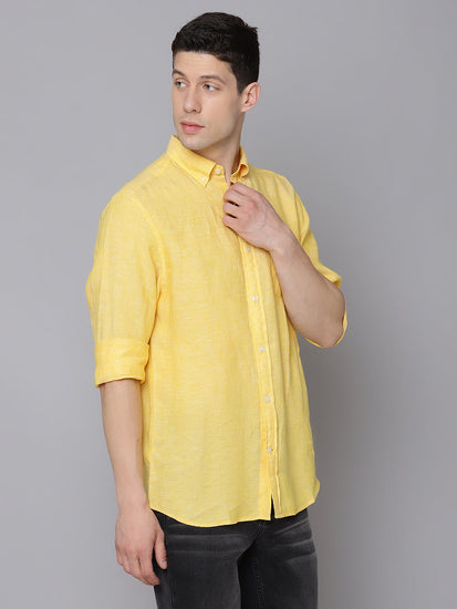 Gant Men Yellow Solid Collar Shirt