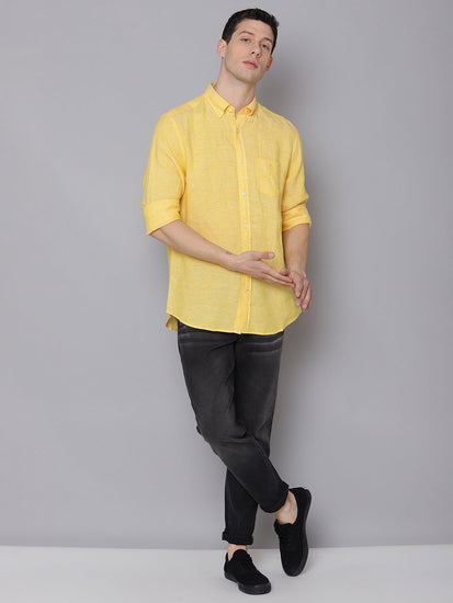 Gant Men Yellow Solid Collar Shirt