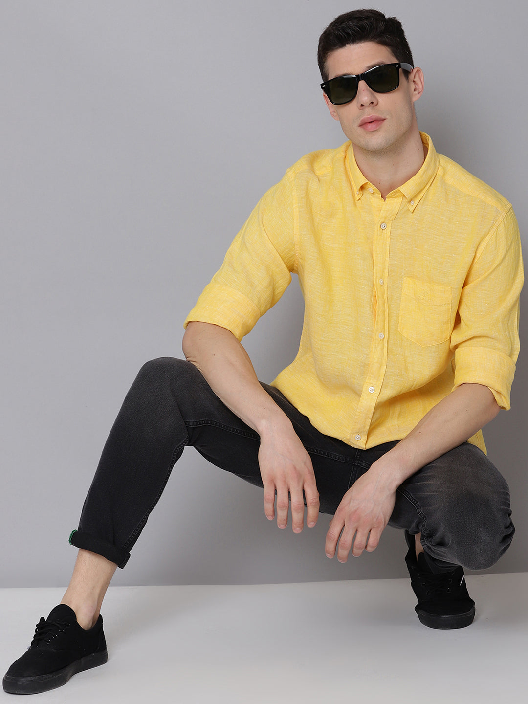 Gant Men Yellow Solid Collar Shirt