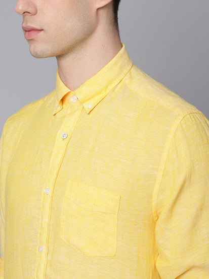 Gant Men Yellow Solid Collar Shirt