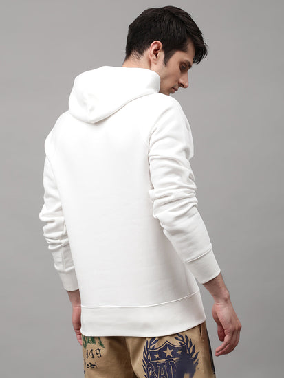 Gant Men White Printed Hooded Sweatshirt