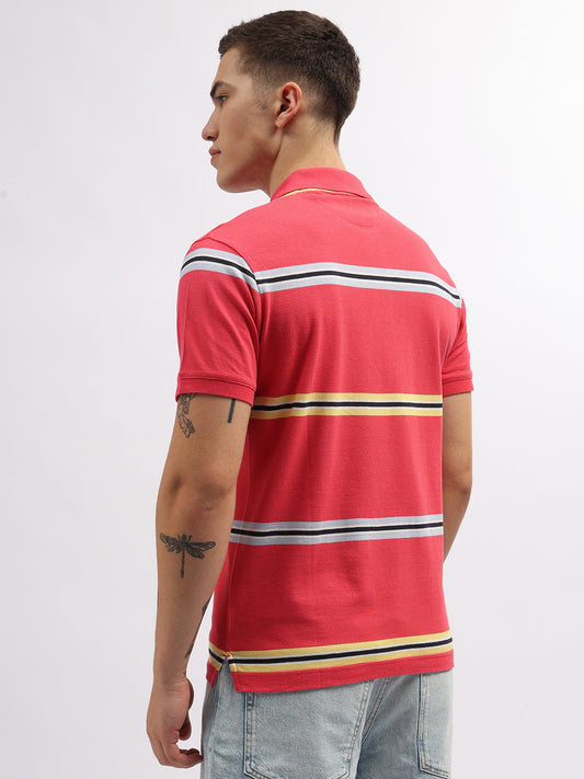 Gant Pink Striped Regular Fit Polo T-Shirt