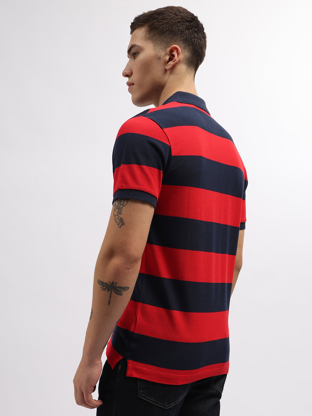 Gant Red Striped Regular Fit Polo T-Shirt