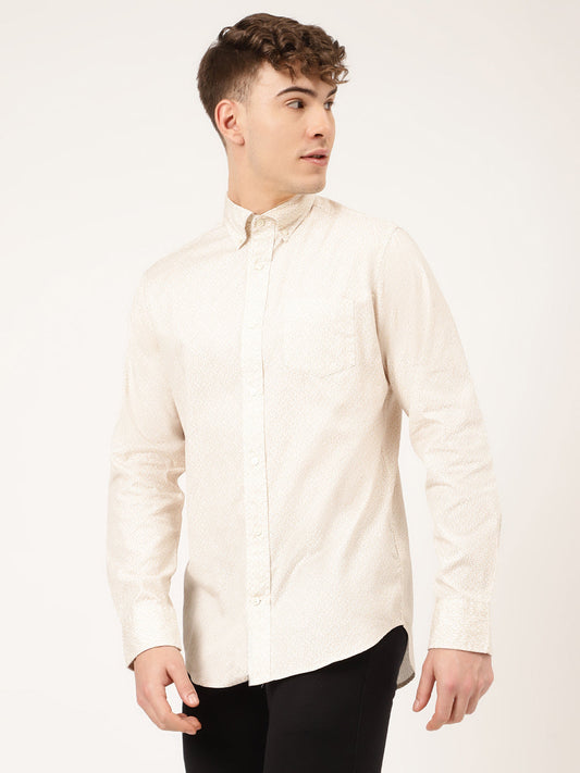 Gant Beige Printed Regular Fit Shirt