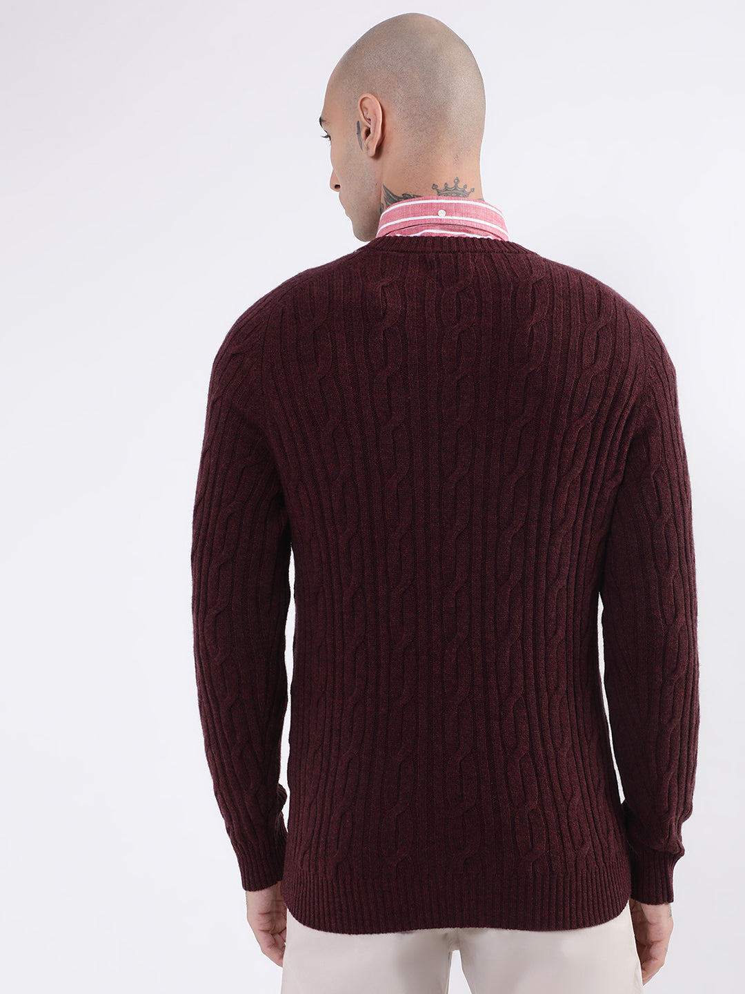 Gant Men Brown Cable Knit Pullover