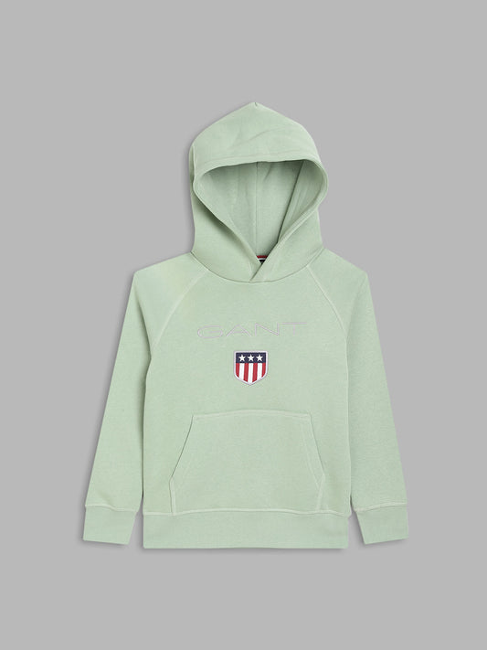 Gant Boys Brand Logo Printed Hooded Pullover Sweatshirt