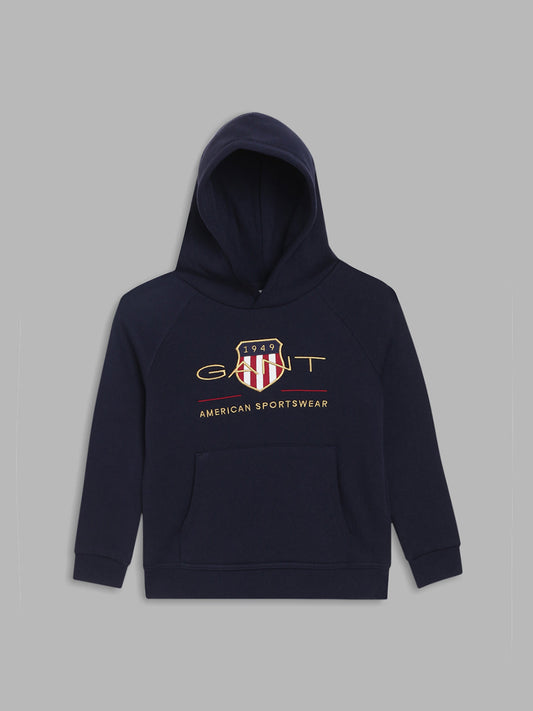 Gant Boys Brand Logo Printed Hooded Pullover Sweatshirt