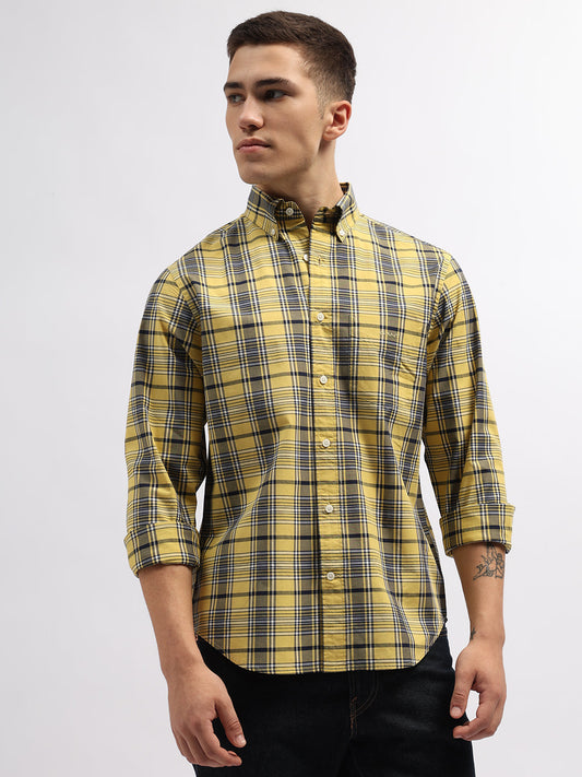 Gant Yellow Fashion Checked Regular Fit Shirt