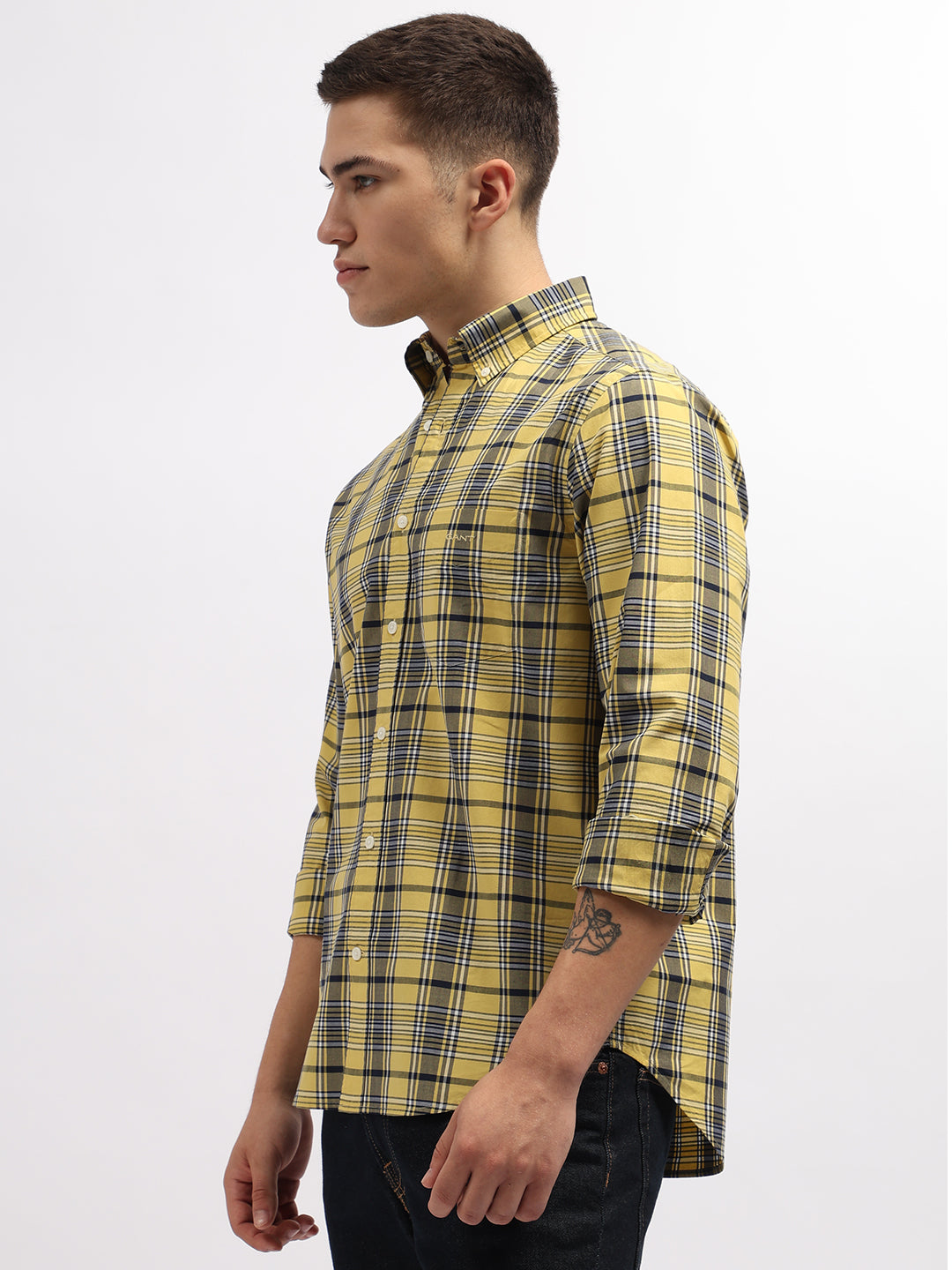 Gant Yellow Fashion Checked Regular Fit Shirt