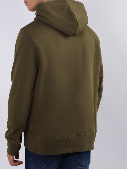 Gant Men Green Printed Hooded Sweatshirt