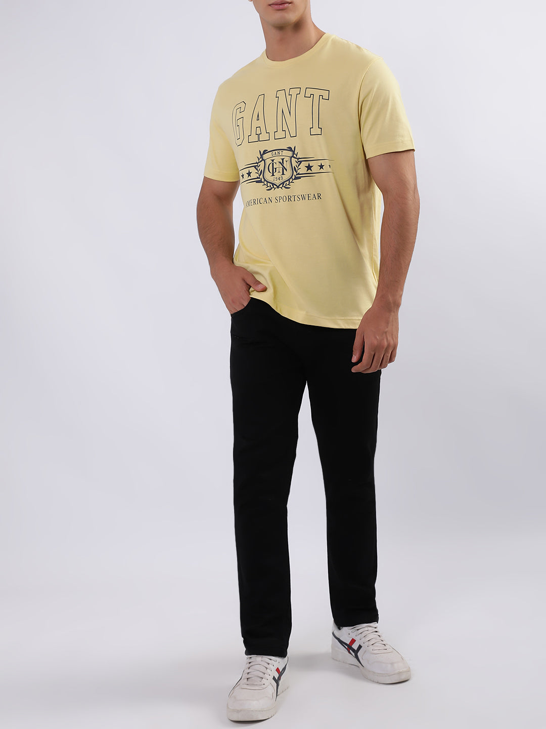 Gant Yellow Logo Regular Fit T-Shirt