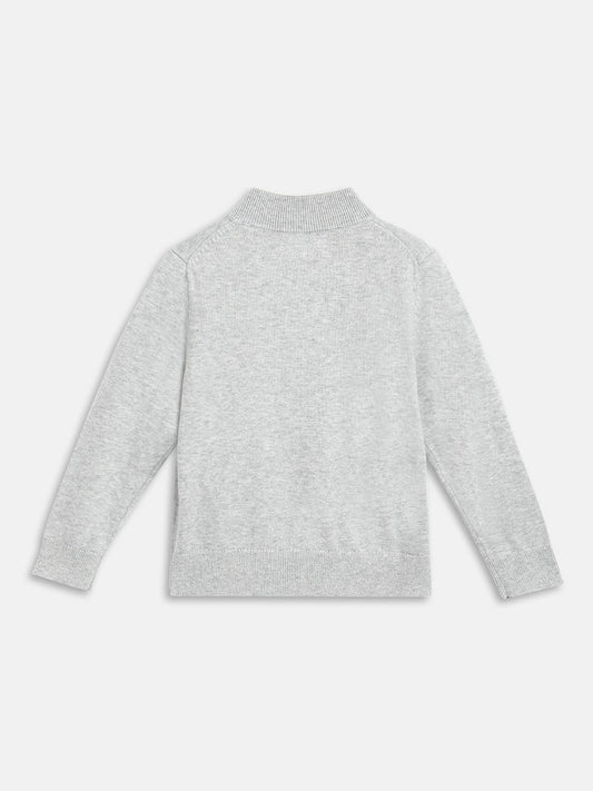 Gant Boys Grey Solid High Neck Sweater