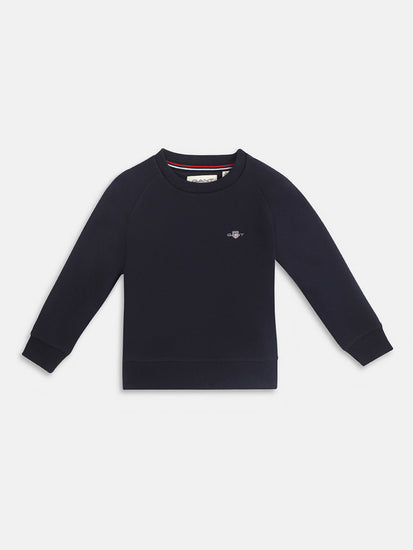 Gant Boys Blue Solid Round Neck Sweatshirt