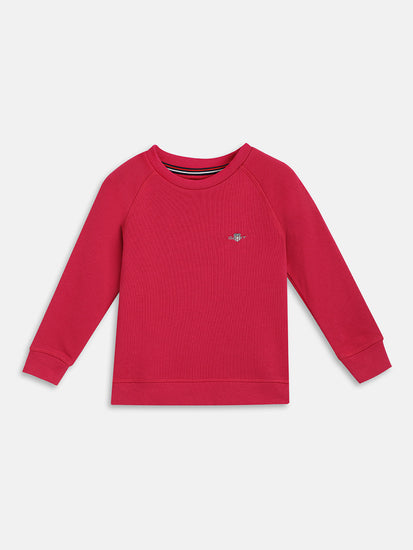 Gant Boys Pink Solid Round Neck Sweatshirt