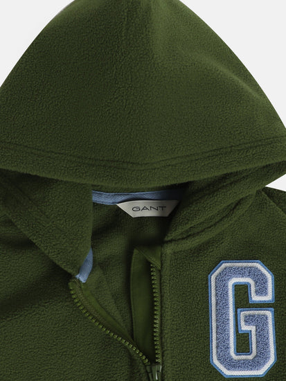 Gant Boys Olive Solid Hooded Sweatshirt