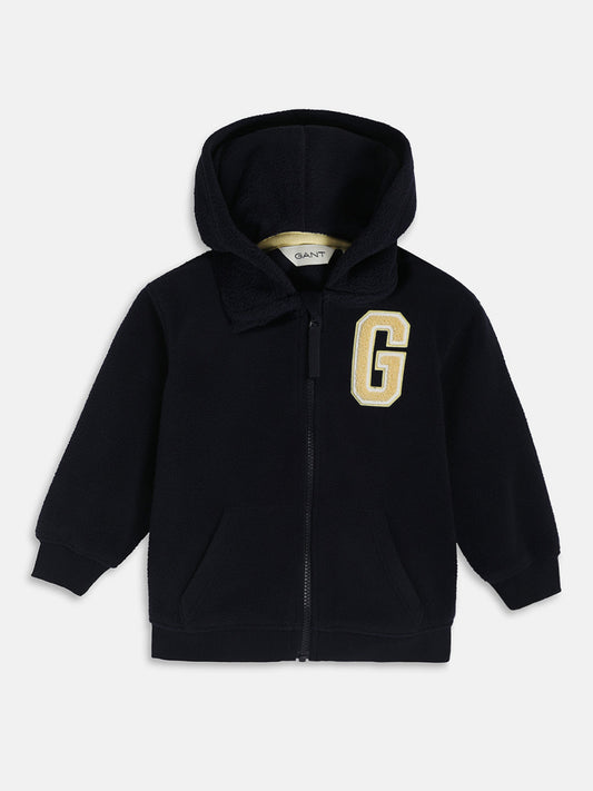 Gant Boys Blue Solid Hooded Sweatshirt