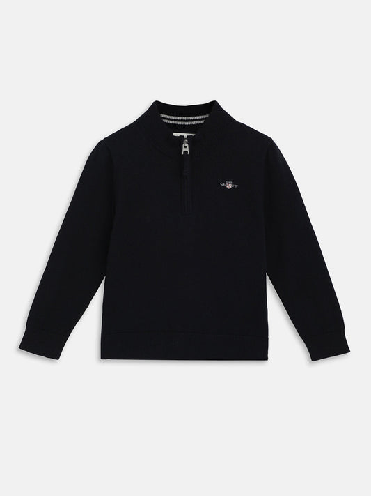 Gant Boys Blue Solid High Neck Sweater