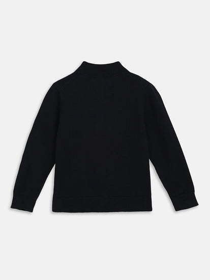 Gant Boys Blue Solid High Neck Sweater