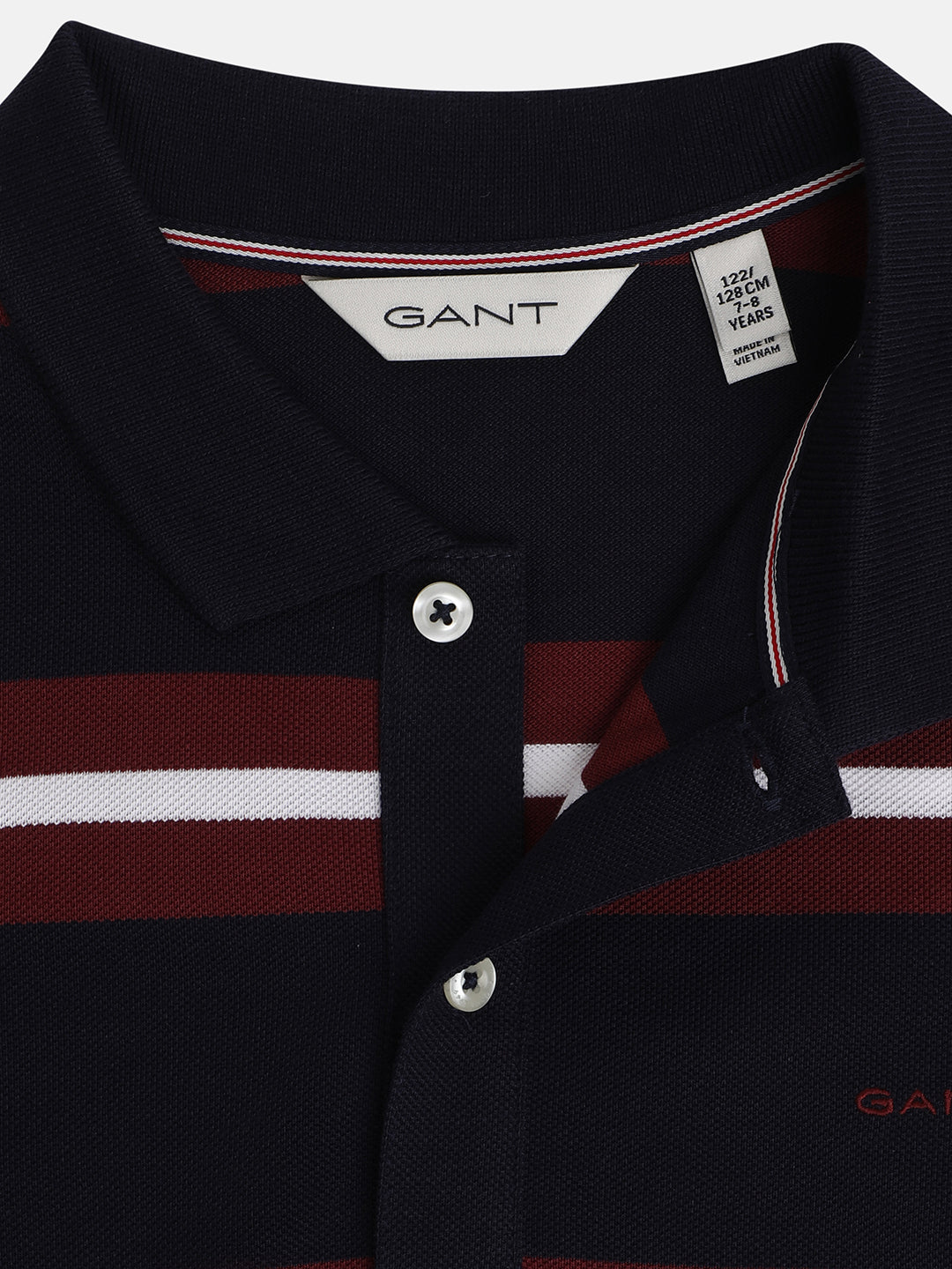 Gant Kids Navy Striped Regular Fit Polo T-Shirt