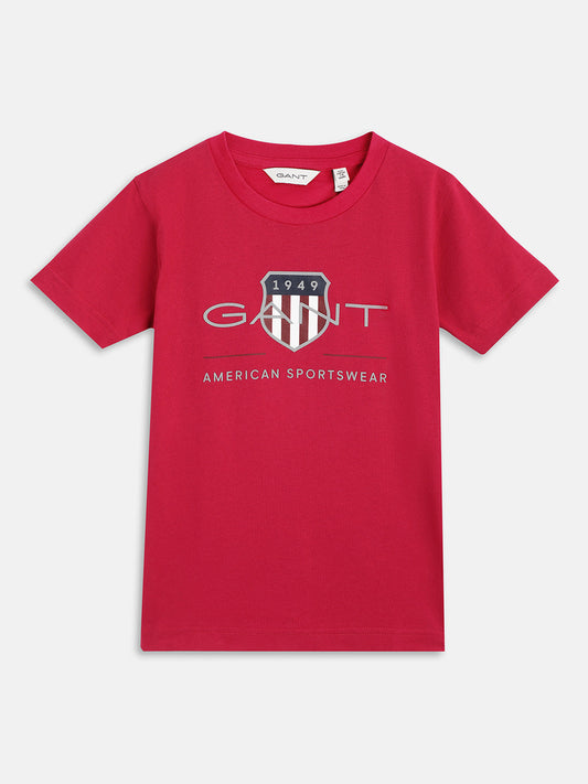 Gant Kids Pink Logo Regular Fit T-Shirt