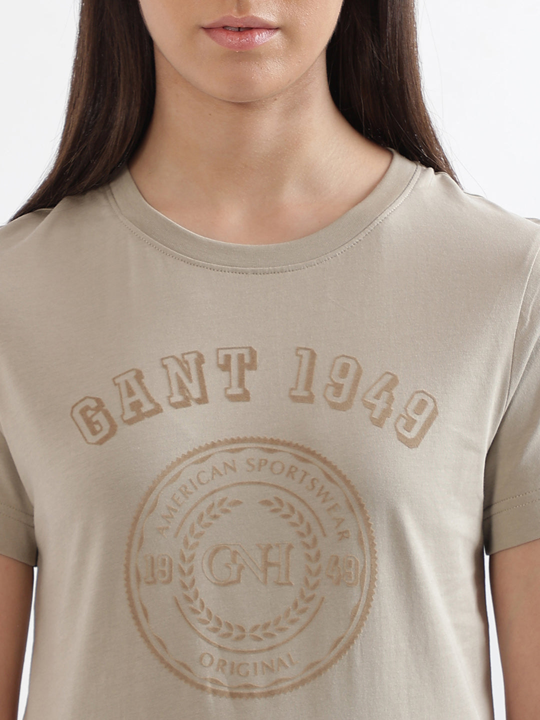 Gant Beige Logo Regular Fit T-Shirt