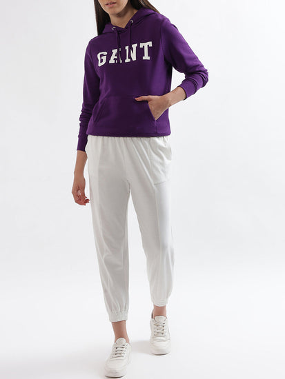 Gant Women Purple Solid Hooded Sweatshirt