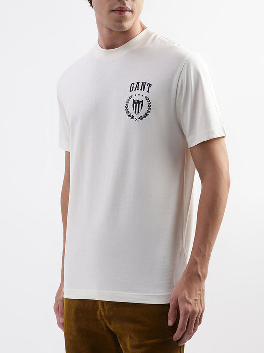 Gant Cream Logo Relaxed Fit T-Shirt