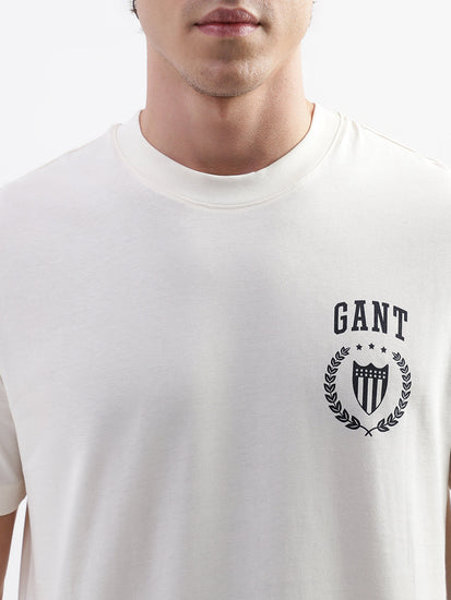 Gant Cream Logo Relaxed Fit T-Shirt