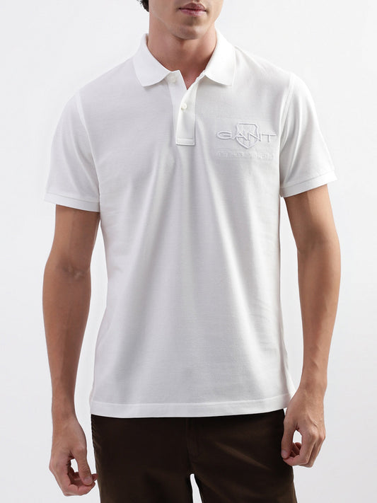 Gant White Logo Regular Fit Polo T-Shirt