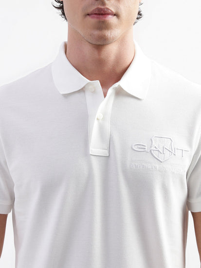 Gant White Logo Regular Fit Polo T-Shirt