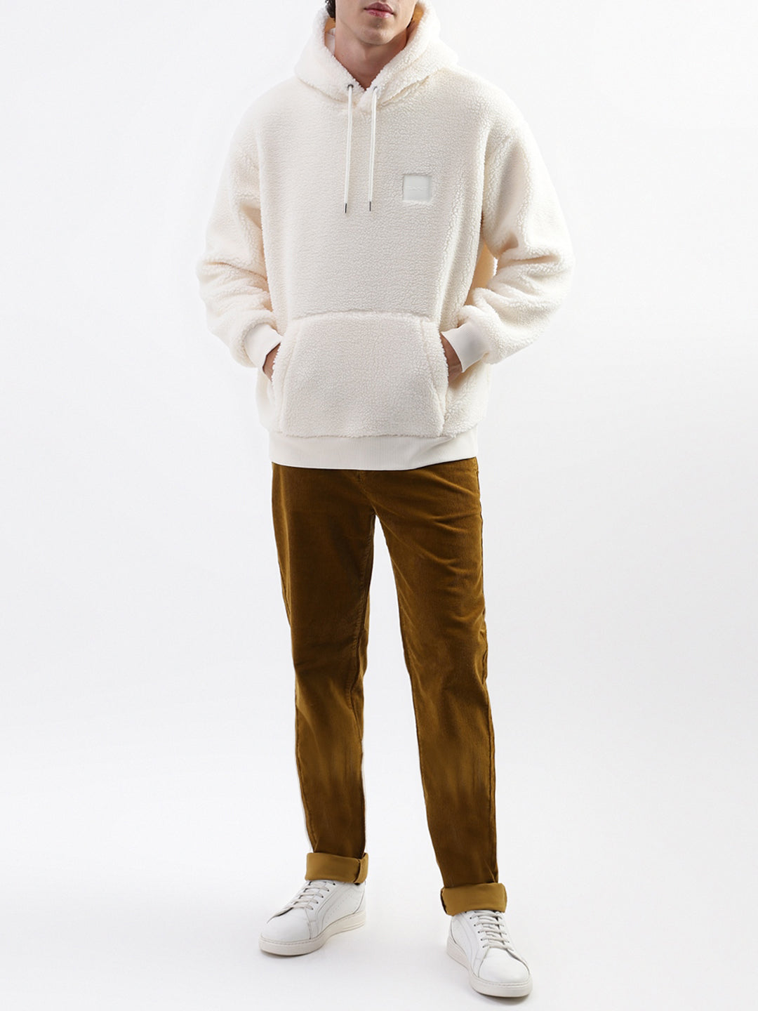 Gant Men Cream Solid Hooded Sweatshirt