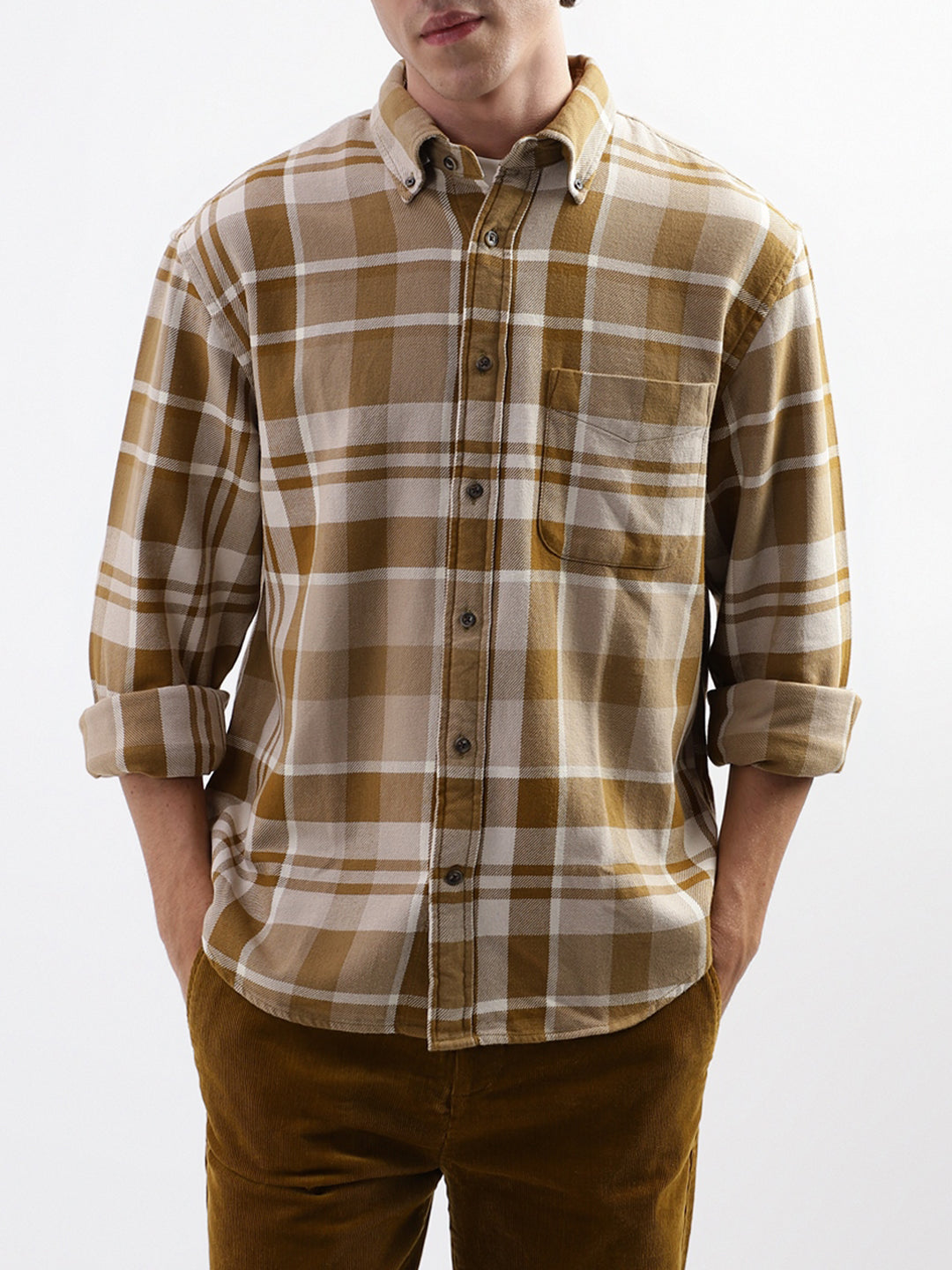 Gant Brown Checked Relaxed Fit Shirt