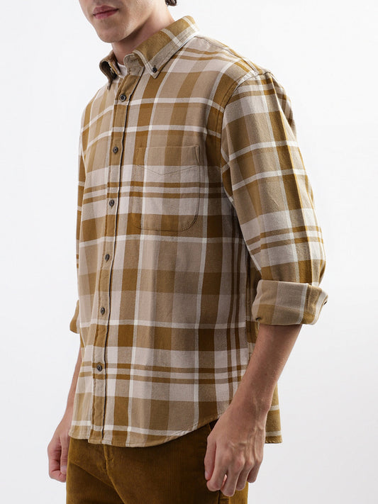 Gant Brown Checked Relaxed Fit Shirt