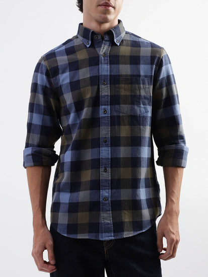 Gant Blue Checked Regular Fit Shirt