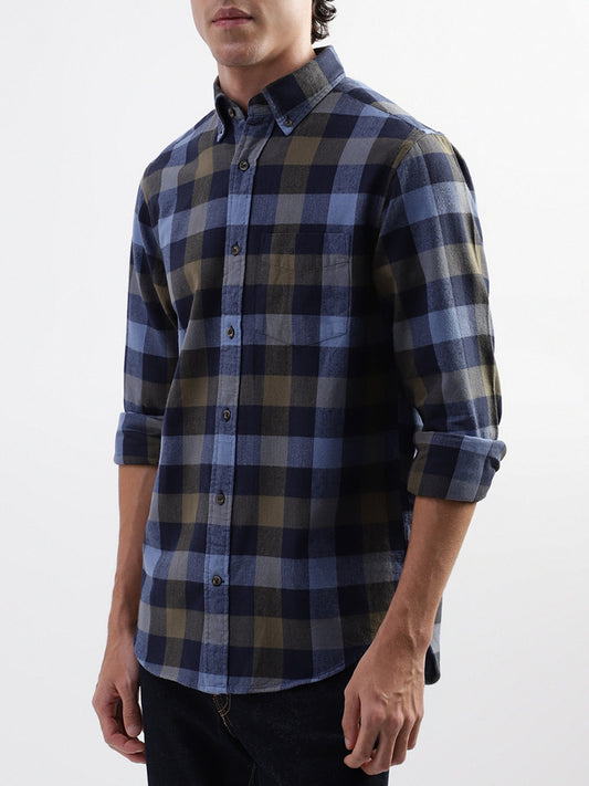 Gant Blue Checked Regular Fit Shirt