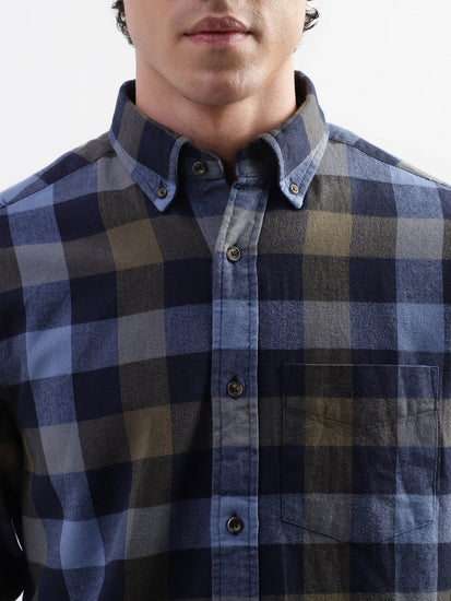 Gant Blue Checked Regular Fit Shirt