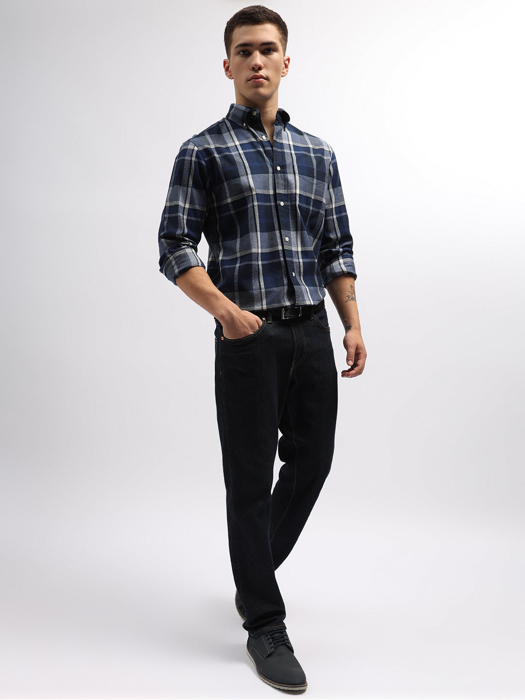 Gant Blue Fashion Checked Regular Fit Shirt