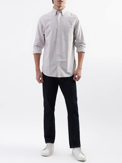 Gant White Checked Regular Fit Shirt